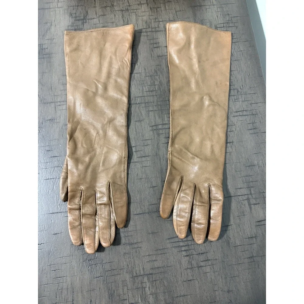 Dane Taylor Vintage Italian Leather Gloves Women's Size 6.5 Brown Old Money
